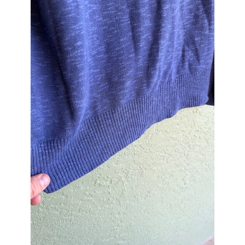 Eileen Fisher Sweater Womens L Blue Linen Cotton Boxy Ribbed 3/4 Dolman Sleeve - Picture 5 of 8